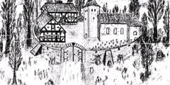 Wehrkirche von Dietershausen um das Jahr 1400 (Zeichnung von Otto Gramm)